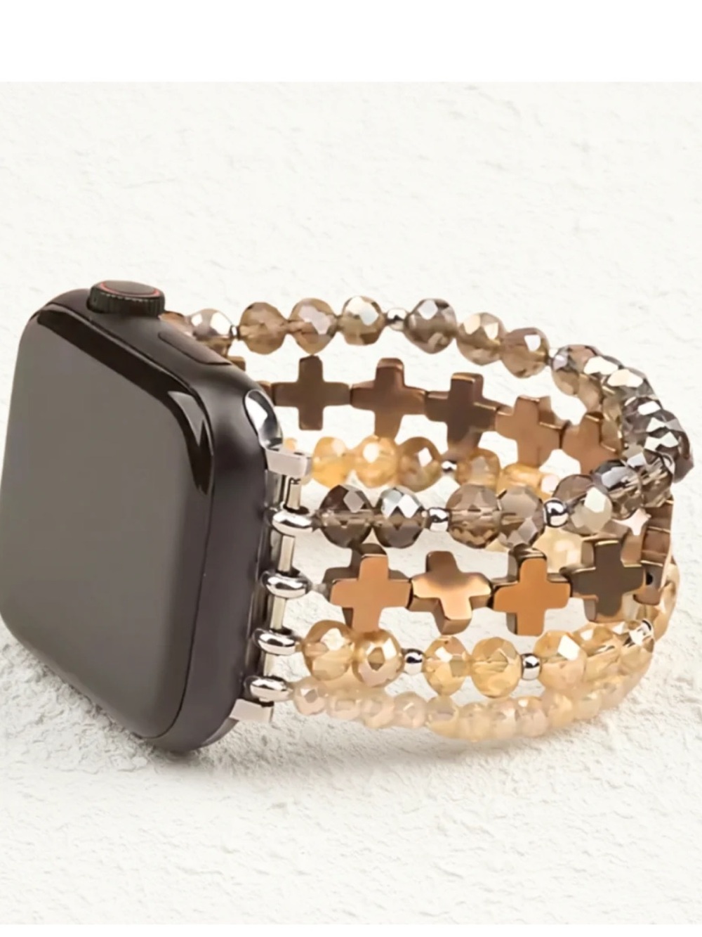 Cape Diablo Gold and Bronze Multi-Row Cross Bead Watch Band